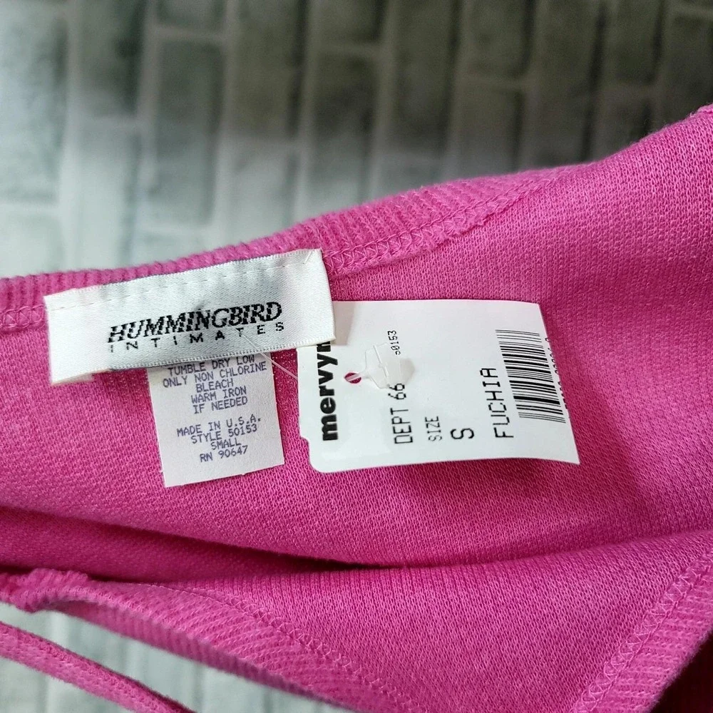 Vintage 90s Hummingbird Intimates S Pink Satin Knit Chemise Nightgown NWT USA - Picture 8 of 9